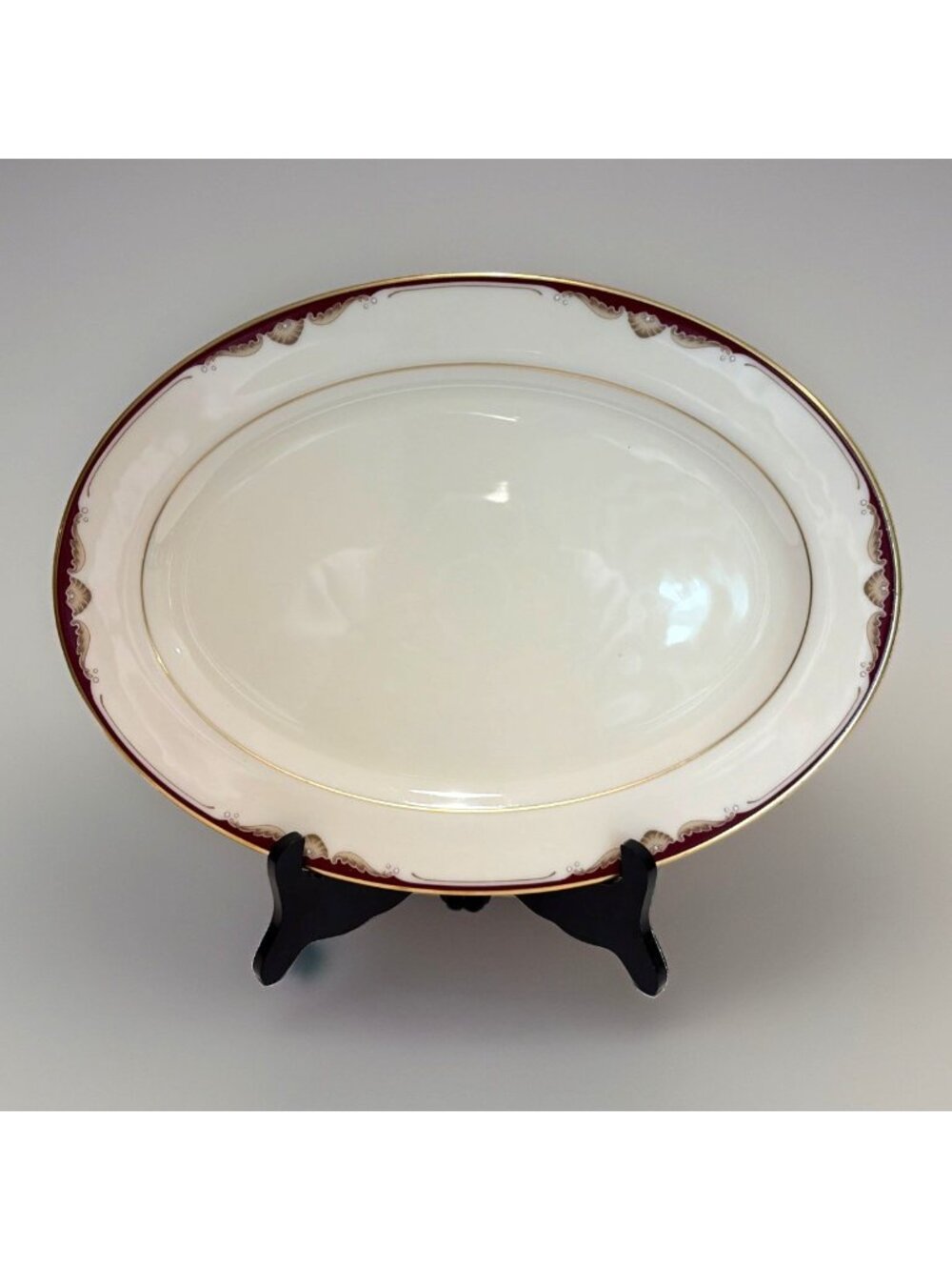 Lenox Fine China Pierce Oval Serving Platter 13.5" Gold Trim Made in USA Vintage